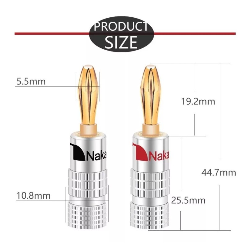 Nakamichi 2 Conectores Banana Plug Audio Bocinas Nakamichi Oro 24k