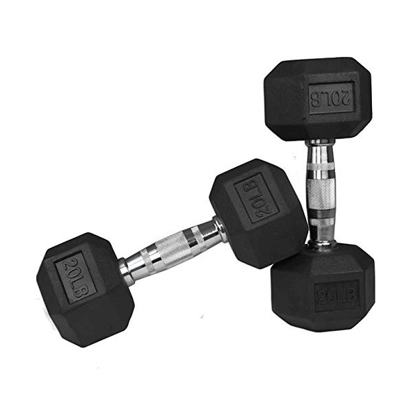 Titan Fitness 20 LB Pair Free Weights, Black Rubber Coated