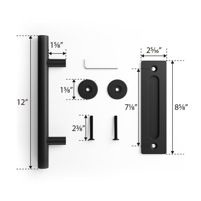 SMARTSTANDARD 2PCS 12" Pull and Flush Barn Door Handle Set,
