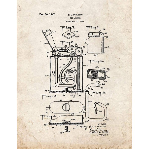 Jet Lighter Patent Print Old Look (18" x 24") M15248