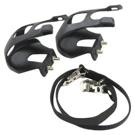 Reicyfang Bike Pedals, Bike Bicycle Toe Clips Cage Indoor Exercise Indoor Bike Pedal Adapters, Toe Clips Universal Replacement Parts with Strap Belts, Bicycle Pedal Foot Cover Plastic Bike Pedals