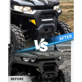 SLORIMOD Front Mesh Grille with LED Light for Can-Am Defender HD9 HD7 HD10 2020-2025 Accessories, PP Plastic Radiator Screen with Adjustable Accent Spotlight Bars and Matte Finish