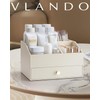 Vlando Makeup Organzier,Vanity Organizer with Drawers, PU Leather Skincare Organizer