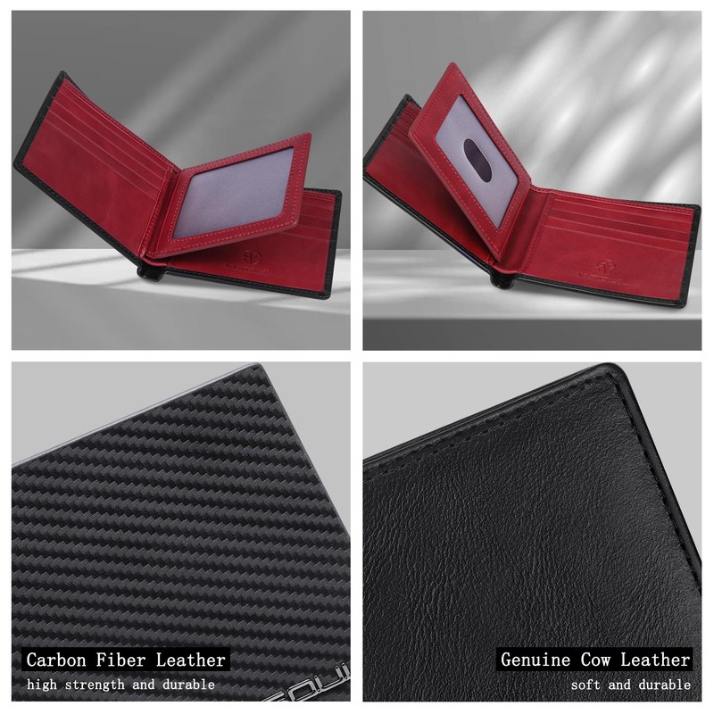 VISOUL Men's Leather Wallet with ID Window, RFID Protection, Genuine