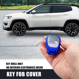 MACHSWON Car TPU Keyless Entry Remote Key Fob Key Shell Case Cover for Chrysler 200 300 PT Cruiser for Dodge Charger Magnum Durango for Jeep Grand Cherokee Blue