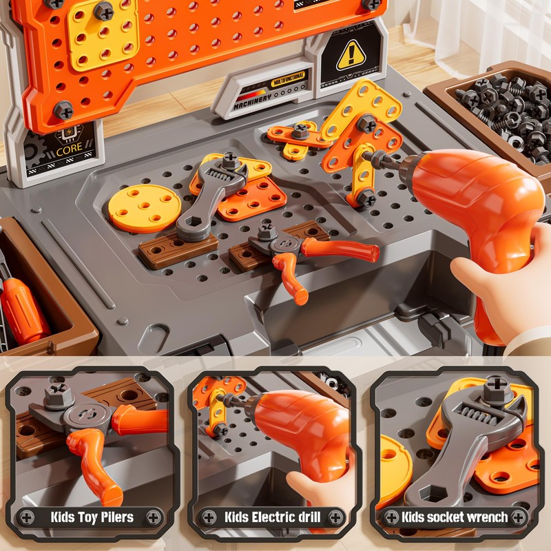 XINNOVEL 2 in 1 Workbench Toys for Toddlers 3-5, Kids