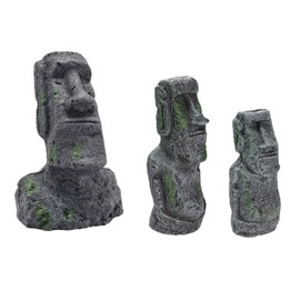 Angoily Moai Fish Tank Decor 3pcs Fish Tank Decoration Artificiales para Animal Fish Tank Glass Sculpture Old Castle Artificial Plants Moai Monolith Statue Fish Tank Landscaping Decor NUI