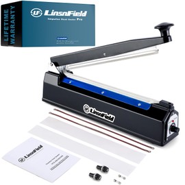 LinsnField Sealer Pro, 8-inch Impulse Heat Sealer, 2-mm Sealing Width Super Heavy Duty Bag Sealing Machine with Extra 2 Replacements,Black