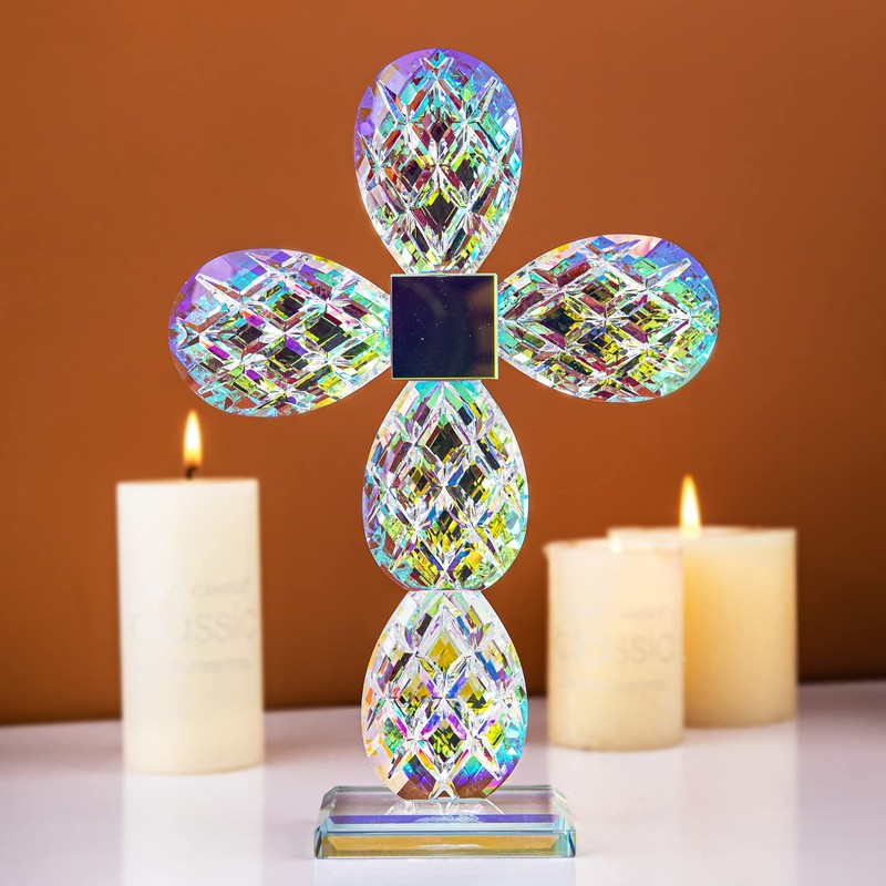 Colorful Crystal Cross Standing Decor