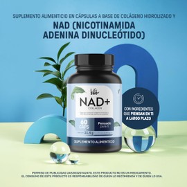 LIFE 360+ NAD+ Collagen | 60 Cápsulas | Colágeno Hidrolizado, NAD (Nicotinamida Adenina Dinucleótido) | Suplemento Alimenticio | 60 Porciones por Envase