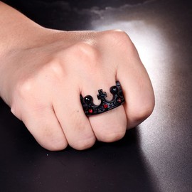 LAFATINA Gothic Kings Crown Cross Ring for Men Women Christian Christmas Baptism Easter Red Wedding Bands, Size 12