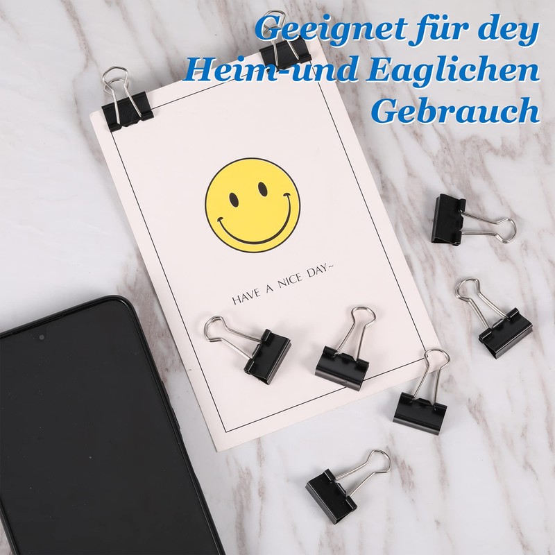 Foldback Clips Pack of 100, Black 19 mm Binder Clips,