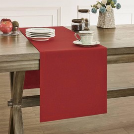 ZeeMart Basic Linen Style Table Runner, 14 x 90 Inch Red, Rustic Farmhouse Red Table Runners 90 Inches Long, Everyday Polyester Table Runner - Machine Washable & Easy Care