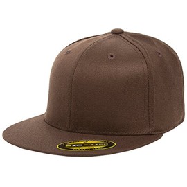 Flexfit The Hat Pros Premium 210 Fitted Flat Brim Baseball Hat w/THP No Sweat Headliner Brown