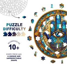 Wooden Puzzles for Adults - Challenging Hand of Fatima Adult Puzzle, Unique Animal Shaped Wooden Jigsaw Puzzles for Adults, Creative Gifts Family Games 8.5 * 8.5in 100pcs