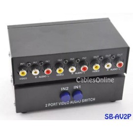 CablesOnline 2-Way RCA Composite Audio/Video Push-Button Switch Box, SB-AV2P