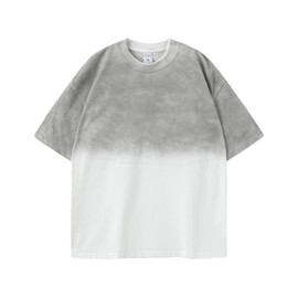 Arssm Mens Oversized T Shirts Gradient Washed Vintage Loose Fit Heavyweight Cotton Baggy Shirts Casual Short Sleeve Tee Gym Unisex Tops(White-M)