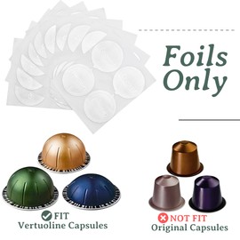 Grasseed Aluminum Foils Lids to Reuse Coffee Pods Compatible with Nespresso VertuoLine Capsules-60 Pcs(Dark Roast)