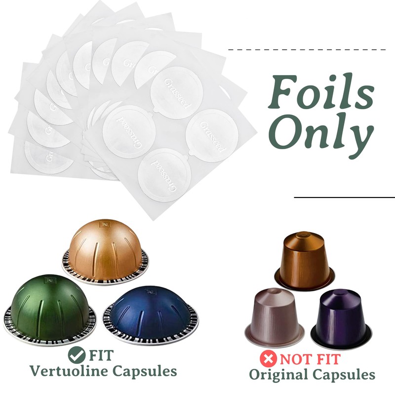 Grasseed Aluminum Foils Lids to Reuse Coffee Pods Compatible with