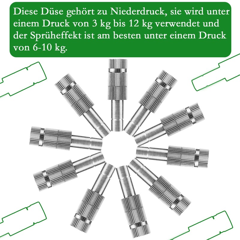 ATOPLEE 10pcs 0.8 mm Low Pressure Brass Mist Nozzles with