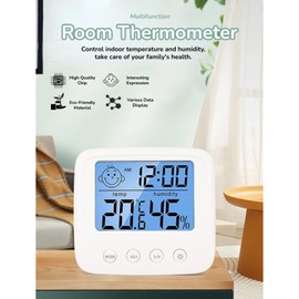 Yoidesu Digital Alarm Clock, Large Color Display Digital Desk Clock with Indoor Temperature and Humidity, High Accuracy Atomic Clock Humidity Meter Thermometer with Nightlight