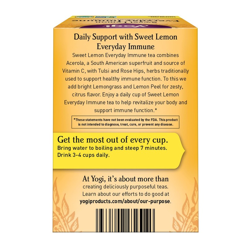Yogi Tea Organic Sweet Lemon Immune Everyday Tea, 16 CT