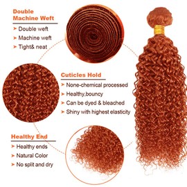 Ginger Orange Bundles #350 Curly Wave Brazilian Remy Hair Bundles #350 Bundle Grade 8A Unprocessed Virgin Hair Weave 3 Bundles Ginger Orange Bundle For Women 14 14 14 Inch