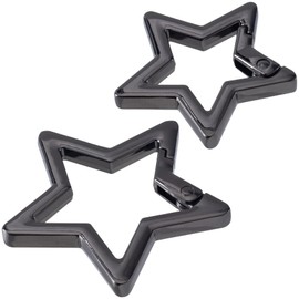 Isslly 2 PCS Star Carabiner, Zinc Alloy Heavy Duty Star Shaped Keychain Clip with 2 Sizes, Carabiner Clip for Camping, Hiking, Fishing - Black