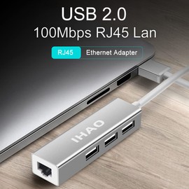 USB Hub USB A to Thunderbolt Ethernet RJ45 Adapter Multiple 3 USB Ports Dongle USB Splitter Luxury Aluminum Cover LAN Wired Network Dock for Ultrabooks, Notebooks, Tablets, and Laptop.