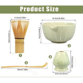 Matcha Whisk Tea Set,WADY 4pcs Japanese Tea Set,Traditional Scoop,Matcha Bowl,Ceramic Whisk Holder,Traditional Matcha Tea Making Tools Matcha Ceremony Accessory for Japanese Matcha Tea, for Tea Lovers