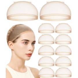 Wig Net, Wig Caps, 6 Packs, Set of 12, Wig Inner Cap, One Size Fits Most, Natural, Non-See-through, Breathable, Stretchy, For Everyday Use, Halloween, Cosplay, Full Wigs, Unisex (Beige)