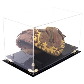 Better Display Cases Clear Acrylic Baseball Catchers Glove Display Case with Gold Risers (A011/V16)