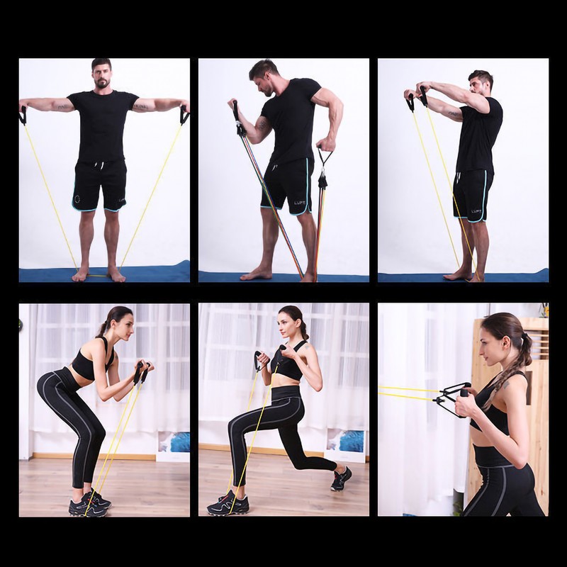 11pcs/set Latex Resistance Bands Multifunction Elastic Exercise Resistance Bands Expander