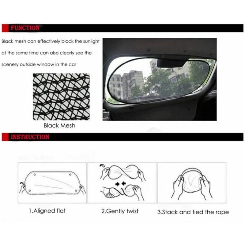Car Rear Window Sunshade with Suction Cup, Sun UV Rays