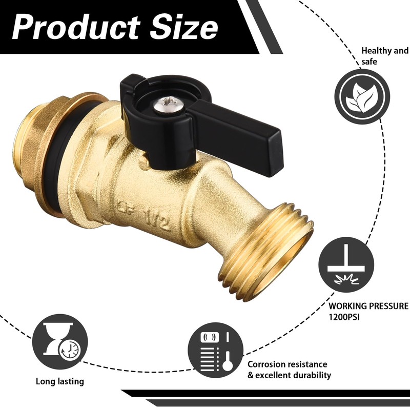Brass Water Container Rain Barrel Faucets Lead-Free Compliant Spigot Bulkhead