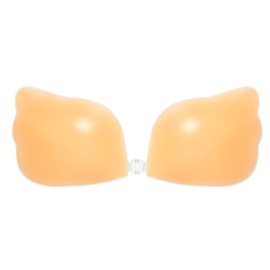 DEPOVOR Strapless Adhesive Push Up Bras for Women Backless Invisible Sticky Lift Up Bra Dark Nude