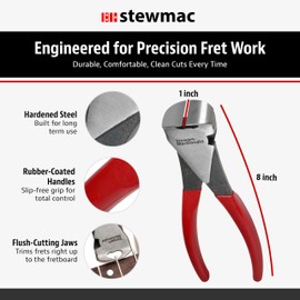 StewMac Deluxe Fret Tang Nipper 2257 for Guitar and Bass – For Bound and Unbound Fingerboards – Adjustable Depth Stop and Interchangeable Inserts