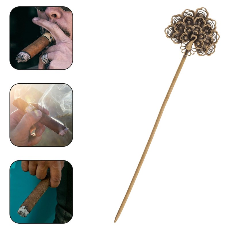 KOMBIUDA Peacock Design Copper Cigar Draw Enhancer Tool Durable Cigar