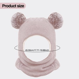 YFCJYBF Children's Winter Hat Scarf Gloves Set, Toddler Baby Scarf Hat Warm Cute Knitted Hat, Children 2 in 1 Velvet Lined Winter Hat, Suitable for 2-7 Years, pink