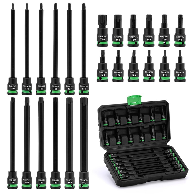 EMENTOL 24PCS 3/8" Drive Impact Torx Bit Socket Set, Extra