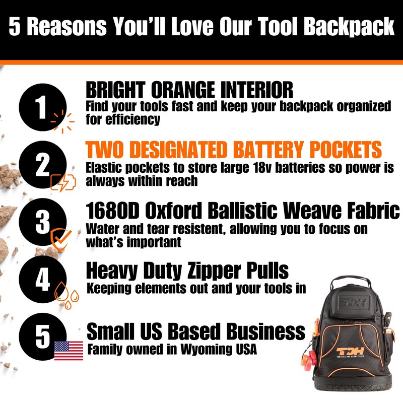 Tool Backpack with waterproof base - tool backpack heavy duty