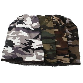 CHROME CRANE CB081 Men's Thick Camouflage Knit Hat, Cap, Fleece Lined, Military Design, Casual