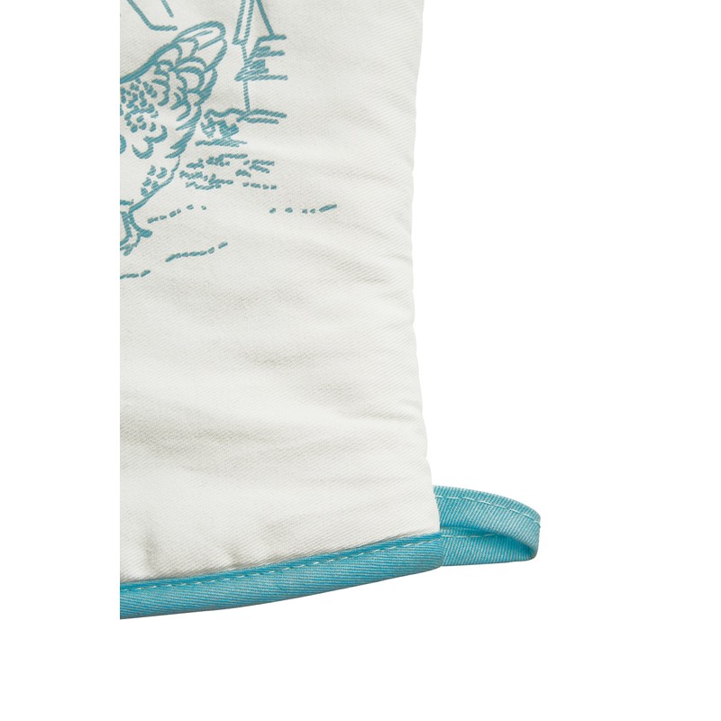 Premier Housewares Country Kitchen Single Oven Glove - White/Teal