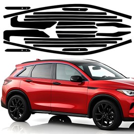 MusTree Chrome Delete Vinyl Wrap Kit fit for 2019-2025 Infiniti QX50 Accessories Side Window Trim with Gloss Black Blackout Film