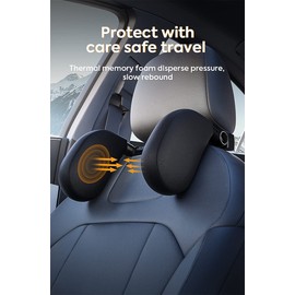 cofcvgs Car Headrest for Kids and Adults, 180° Adjustable Side Pads, Memory Foam Head and Neck Support (Black)