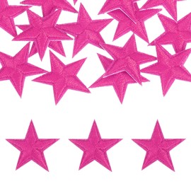sourcing map 32Pcs Iron on Star Patches, Sew on Star Embroidered Patches, Decorative Repair Patch Applique for DIY Crafts Backpacks Bags Hats Clothes, 29mm Rose Red
