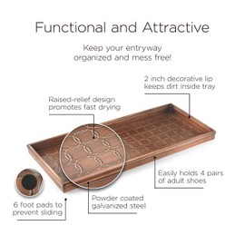 Good Directions Circles Multi-Purpose Boot Tray / Shoe Tray - Copper Finish (34 inch) - Plants, Pet Bowl, Garage, Entryway, Entrance, Foyer