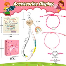 LEACCO School Gift Girl with Rake Chain 1st Class Mother Daughter Bracelet School Child 2025 Girls Bracelet Calculator Chain School Cone Filling Lucky Charm First Day of School Gifts for First Day of