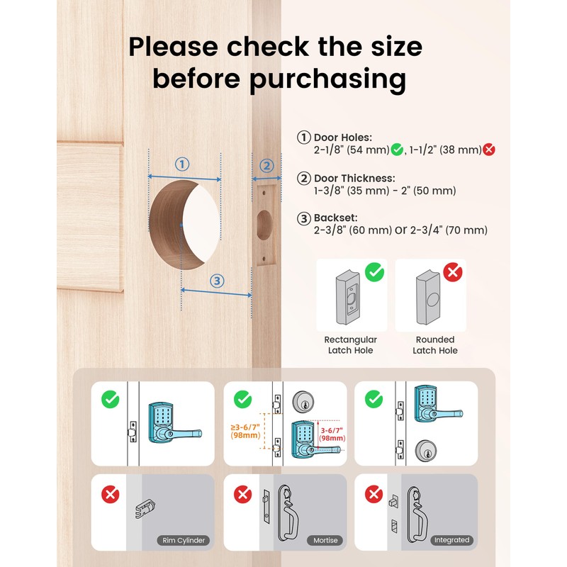 HIDALIFE Keyless Entry Door Lock with Keypad and Handle for