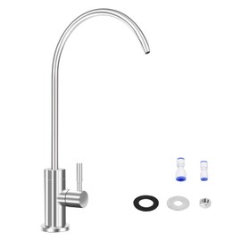 Poyde Lead-Free RO Faucet Single Handle Drinking Water Faucet for Kitchen Sink Water Purifier Faucet for Non-Air Gap Reverse Osmosis Water Filter System 304 Stainless Steel (Brushed Nickel)